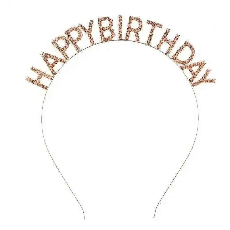 Sparkly Happy Birthday Headband - Rose Gold