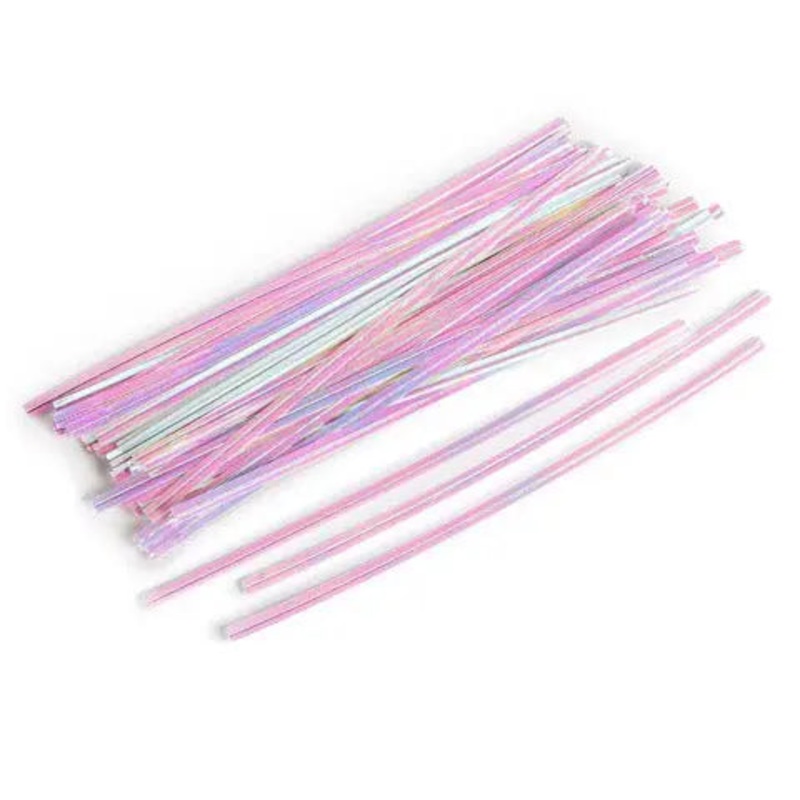 6" Iridescent White Twist Ties (50ct)
