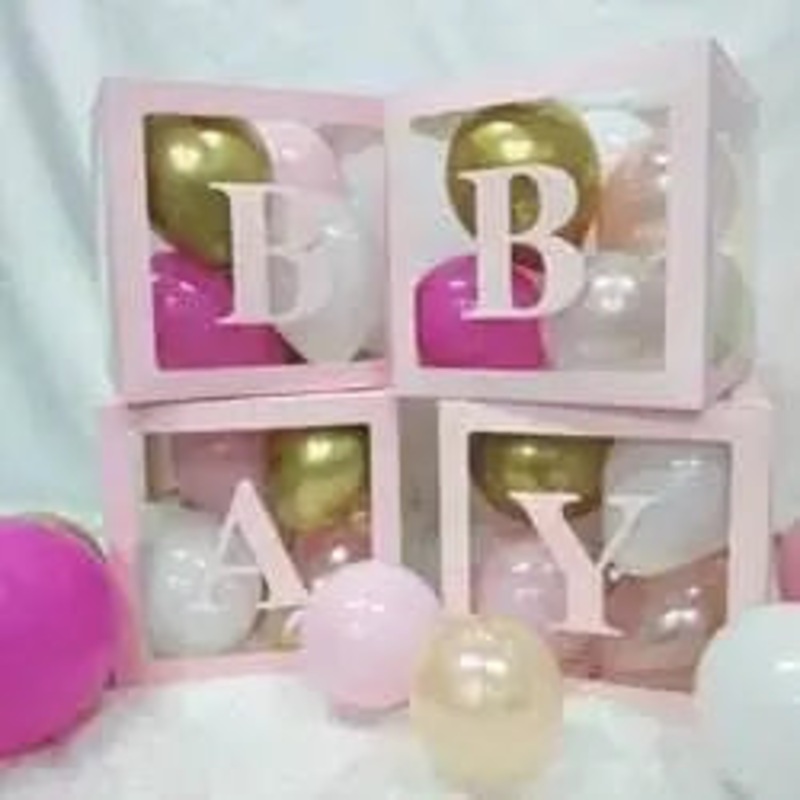 Balloon Box with Letter (BABY) - Pink
