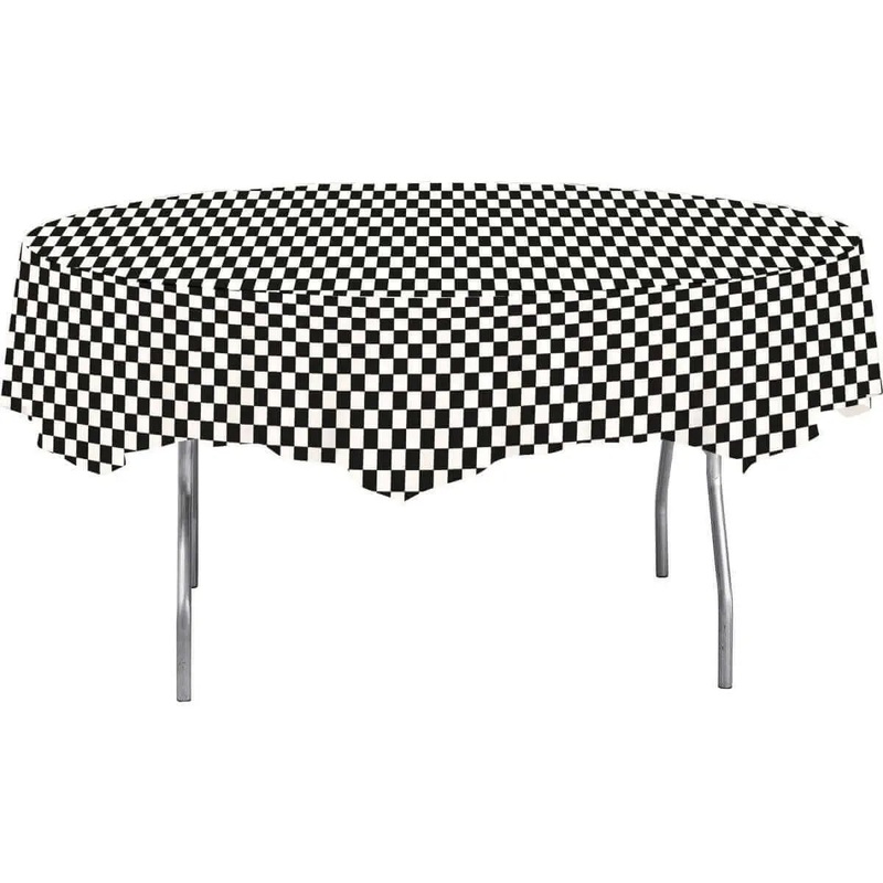 Black Check  82" Octagon Round Table Cover