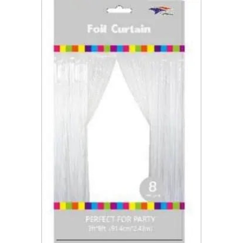 Foil Fringe Curtain - White