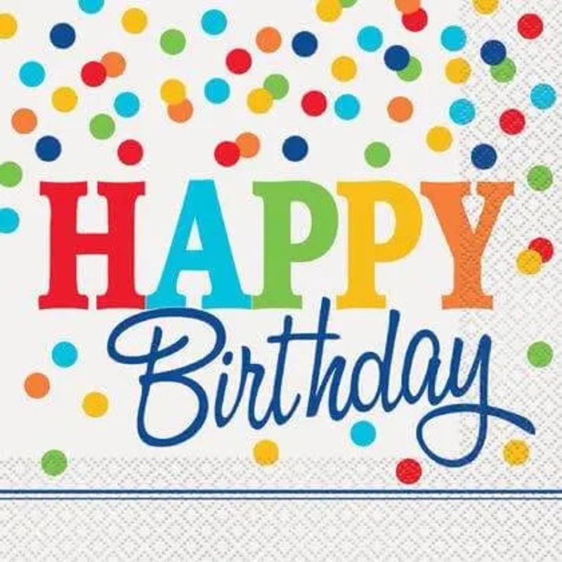Rainbow Birthday Dots Paper Napkins (16ct)