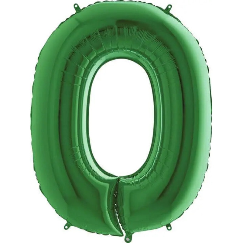 40" Number '0' Mylar Balloon - Green