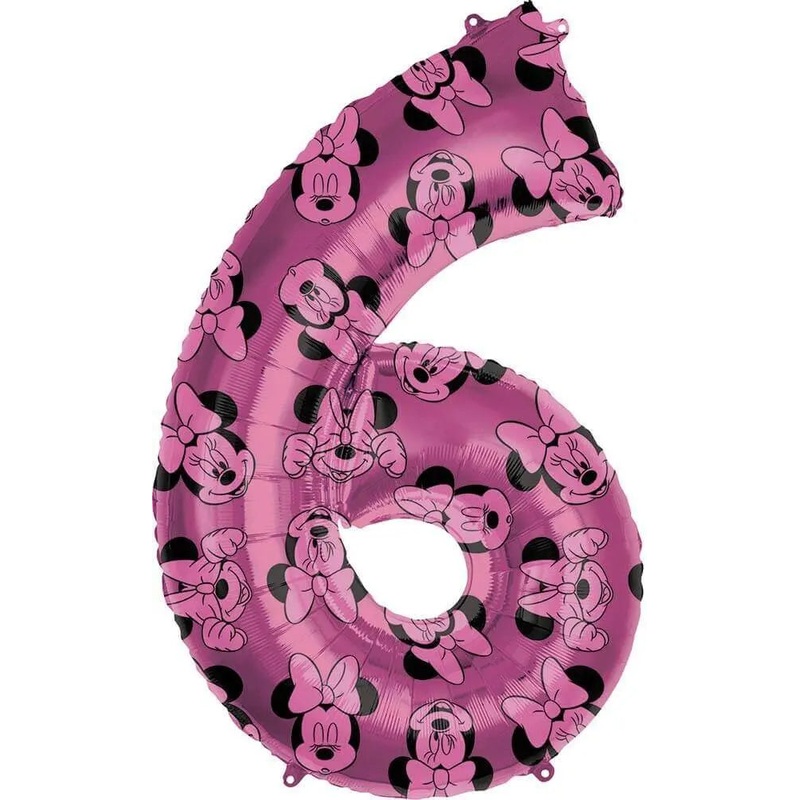 Anagram - 34" Minnie Mouse Forever Pink Number '6' Mylar Balloon