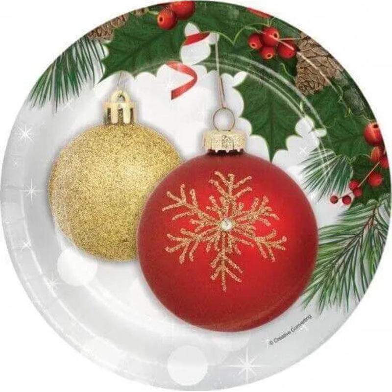 Christmas Ornament Elegance - 7" Dessert Plates (8ct)