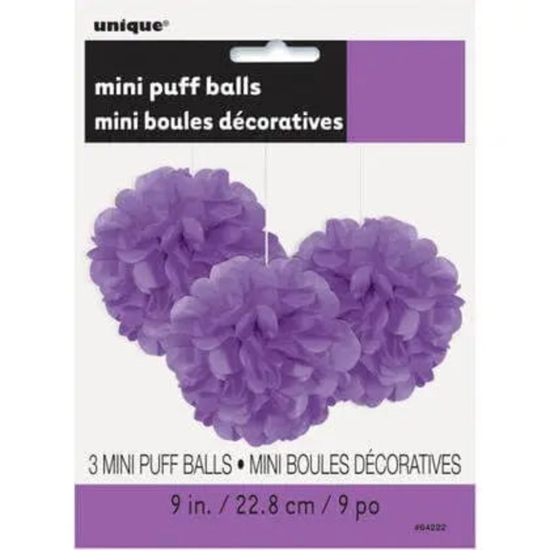 Puff Tissue Dec 9" Purple - 3 count