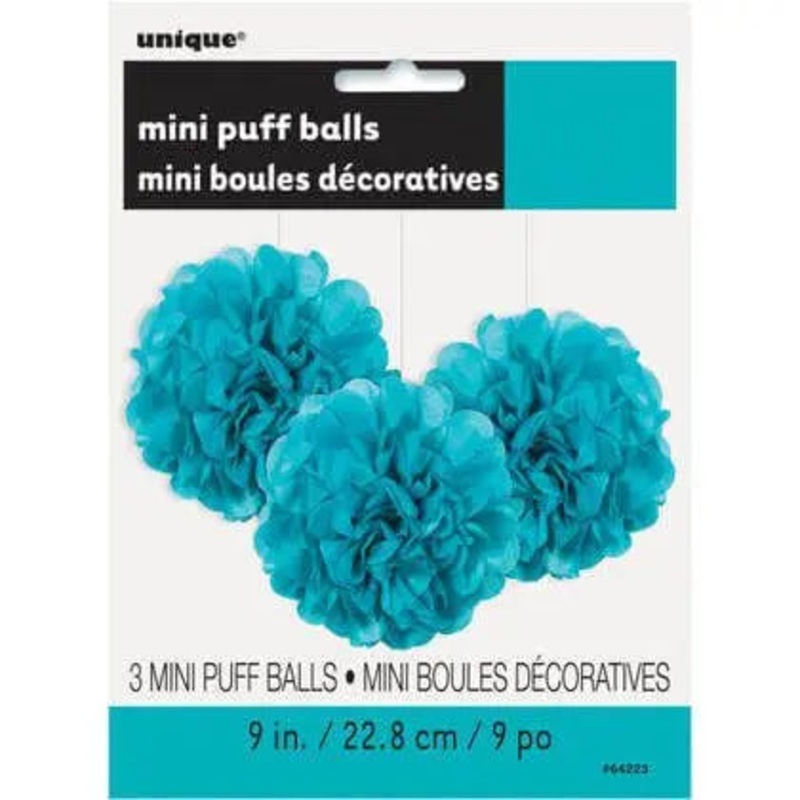 Puff Tissue Decoration 9" Caribbean Teal - 3 count