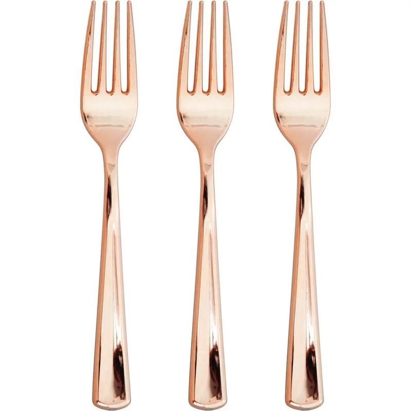 Sensations Metallic Rosegold Forks - 24 count