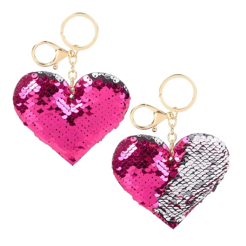 Sequin Heart Keychain