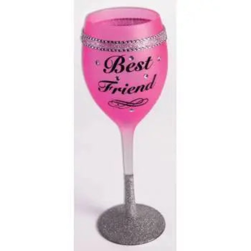 Wine Glass with Glitter - Best Friend