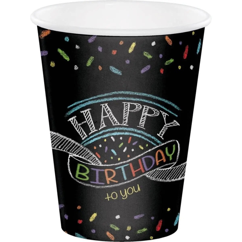 12oz Chalk Happy Birthday Cups (8ct)