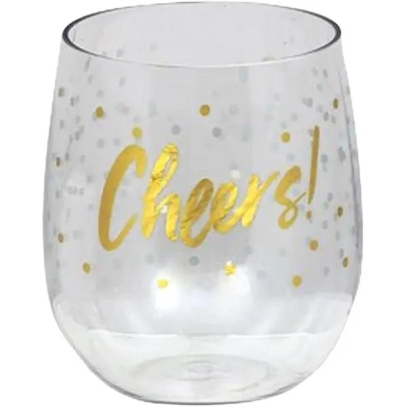 14oz "Cheers!" Plastic Stemless Wine Tumbler