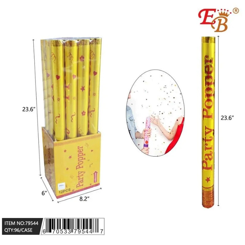 24" Golden Color Confetti Party Poppers (1ct)