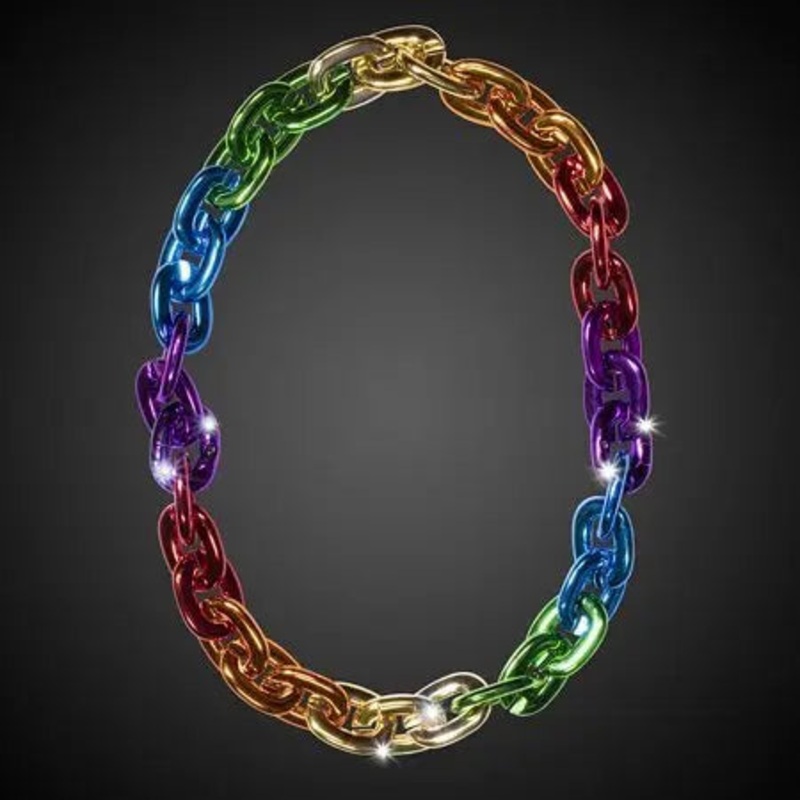 36" Link Light-Up Metallic Chain Necklace - Rainbow (1ct)