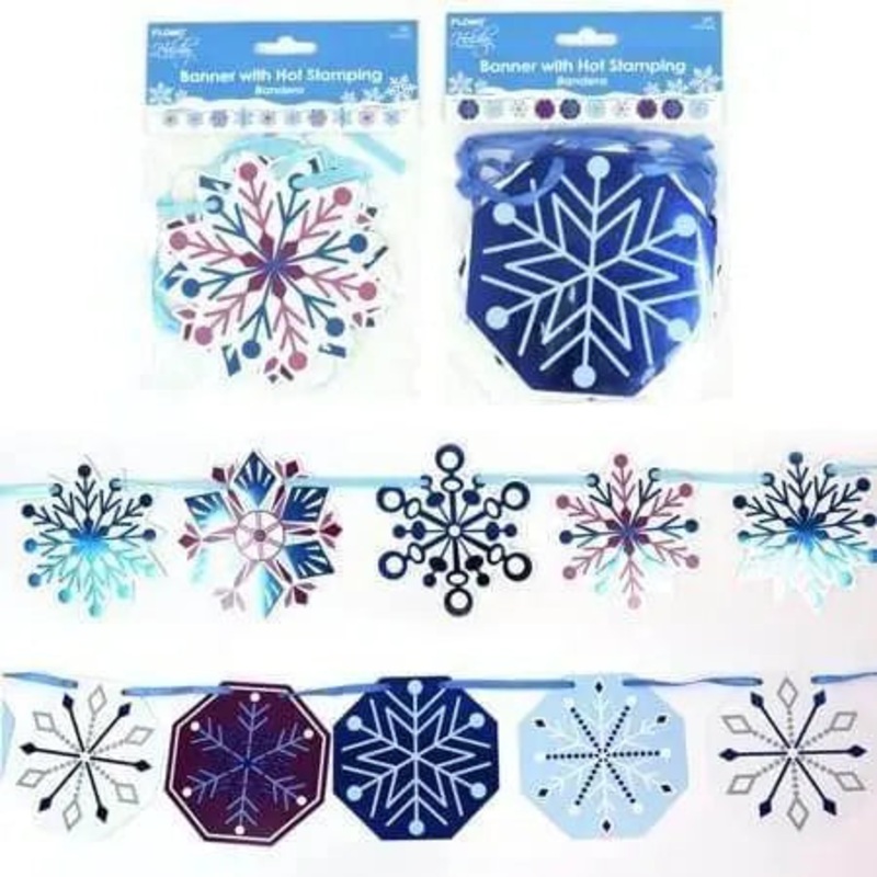 5ft Christmas Paper Snowflake Banner with Hot Stamping