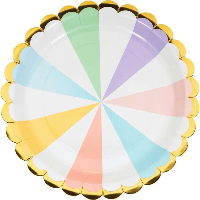 9" Pastel Celebrations Scalloped Dinner Plates (8ct)