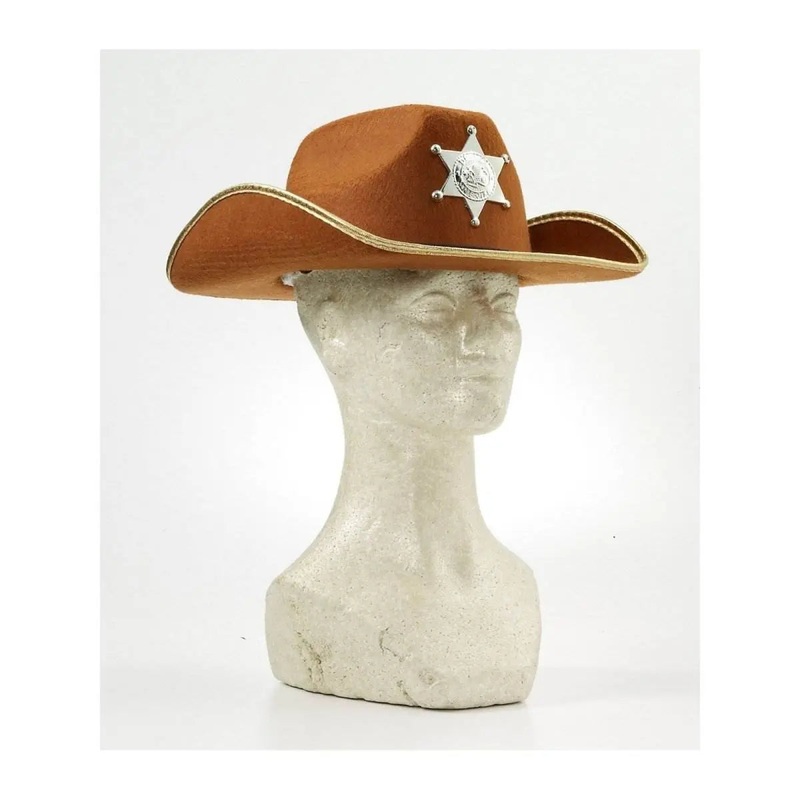 Brown Felt Kids Sheriff Hat with Badge