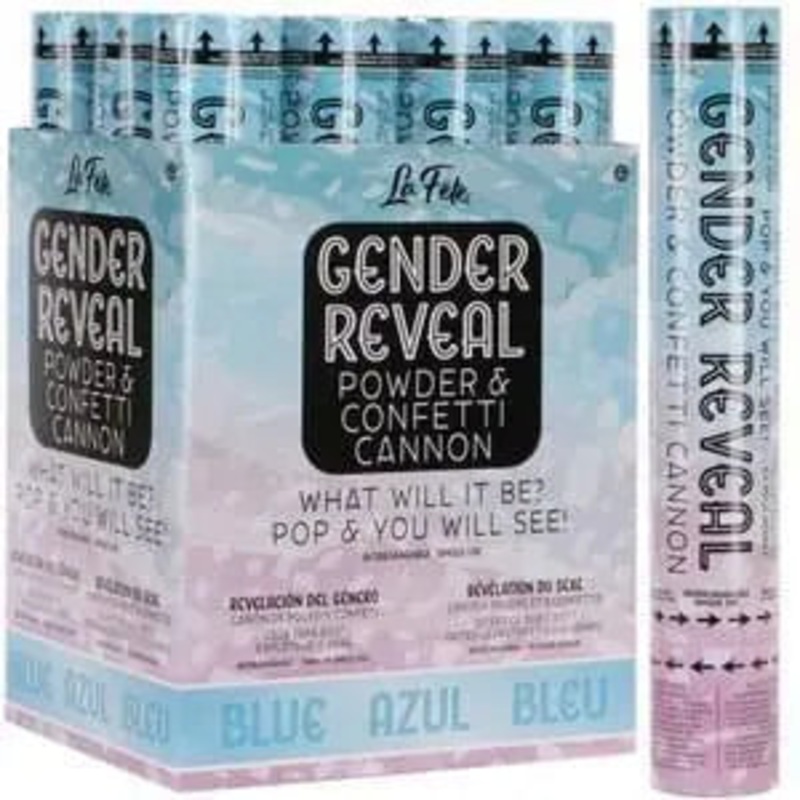 Gender Reveal - 12" Blue Powder & Confetti Cannon (1 each)