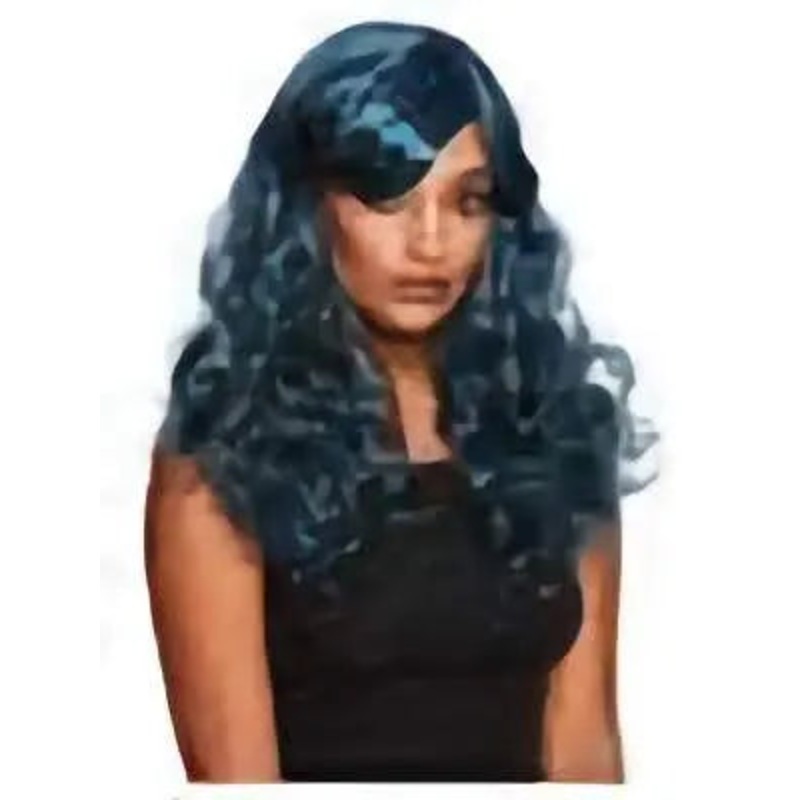 Gothic Seductress Curly Wig - Black & Blue (1ct)