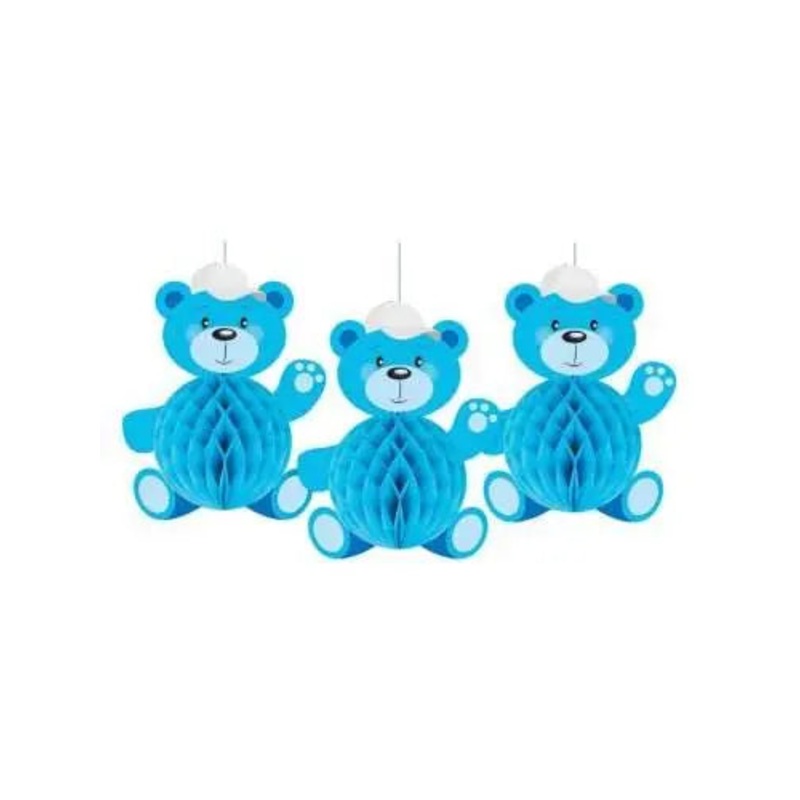 It's A Boy Honeycomb Bear Decoration