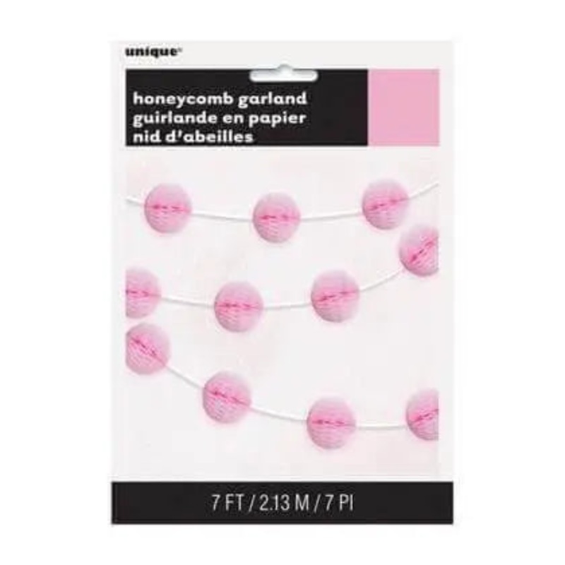 Tissue Paper Honeycomb Ball Garland Lovely Pink 7ft.