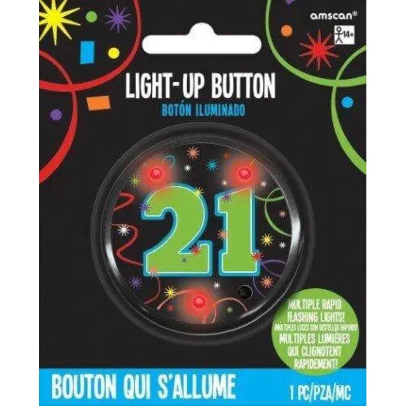 21st Brilliant Birthday Button Flash