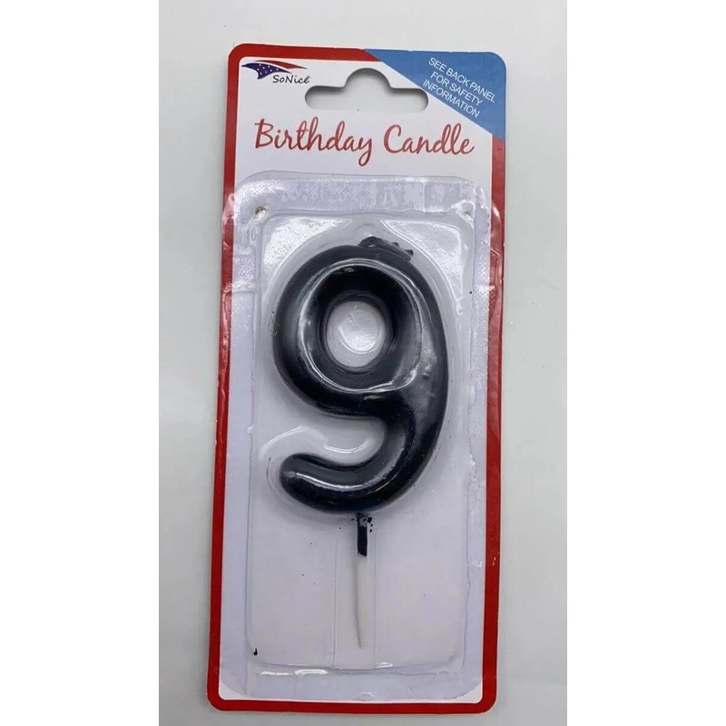 Black Birthday Candle - #9