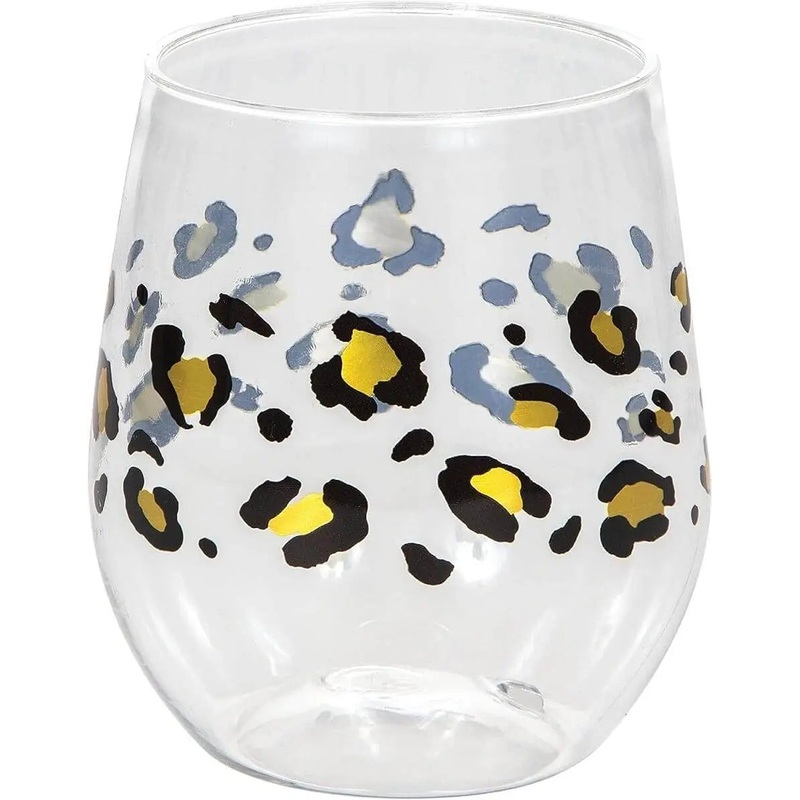 Leopard Plastic Wine Glass (1ct)