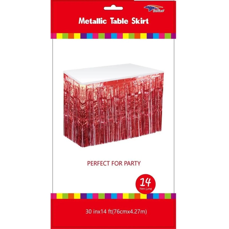 Metallic Table Skirt - Red