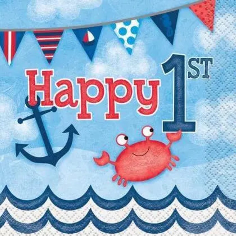 Nautical 1st Birthday Beverage Napkins (16ct)