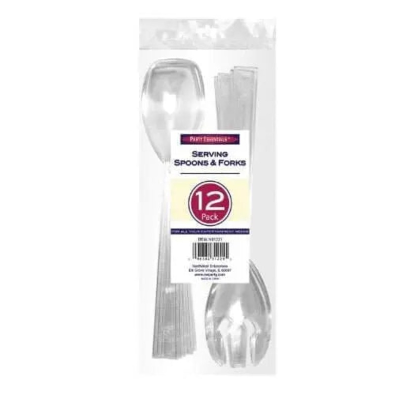 Serving Spoons & Forks Clear - 12 count