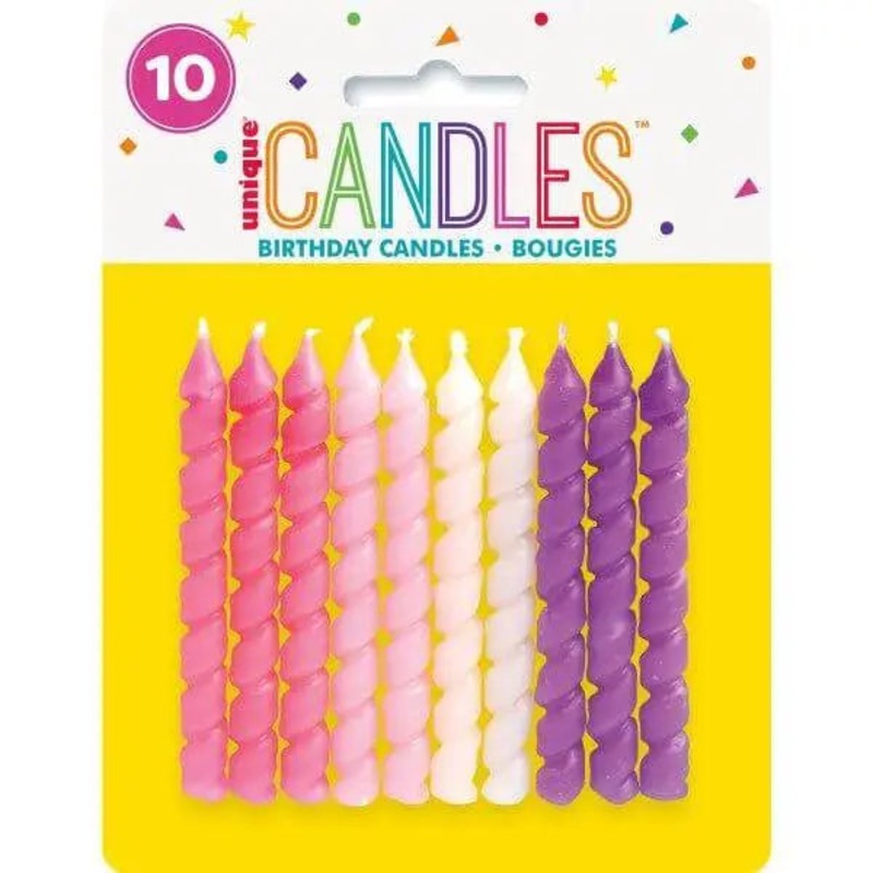 Spiral Birthday Candles - Pink & Purple (10ct)