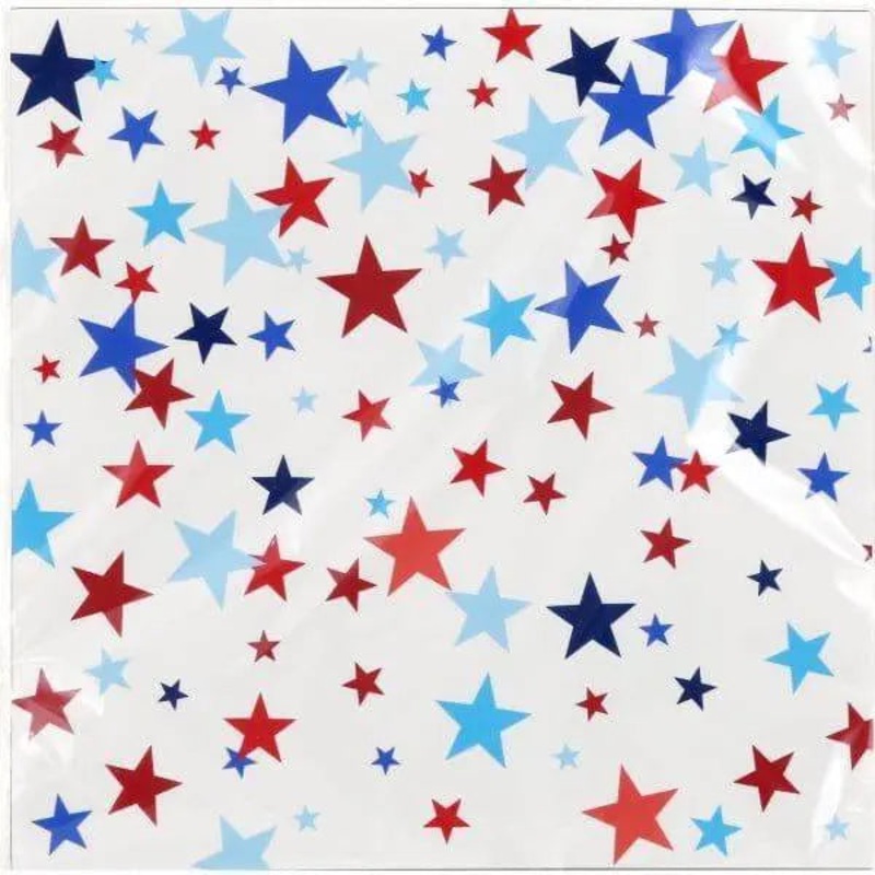 White Beverage Napkins with Stars (16ct)