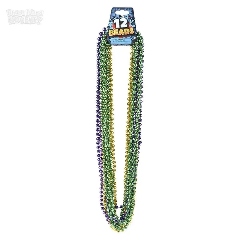 33" Purple, Green, Gold Bead Necklaces (12 Count)