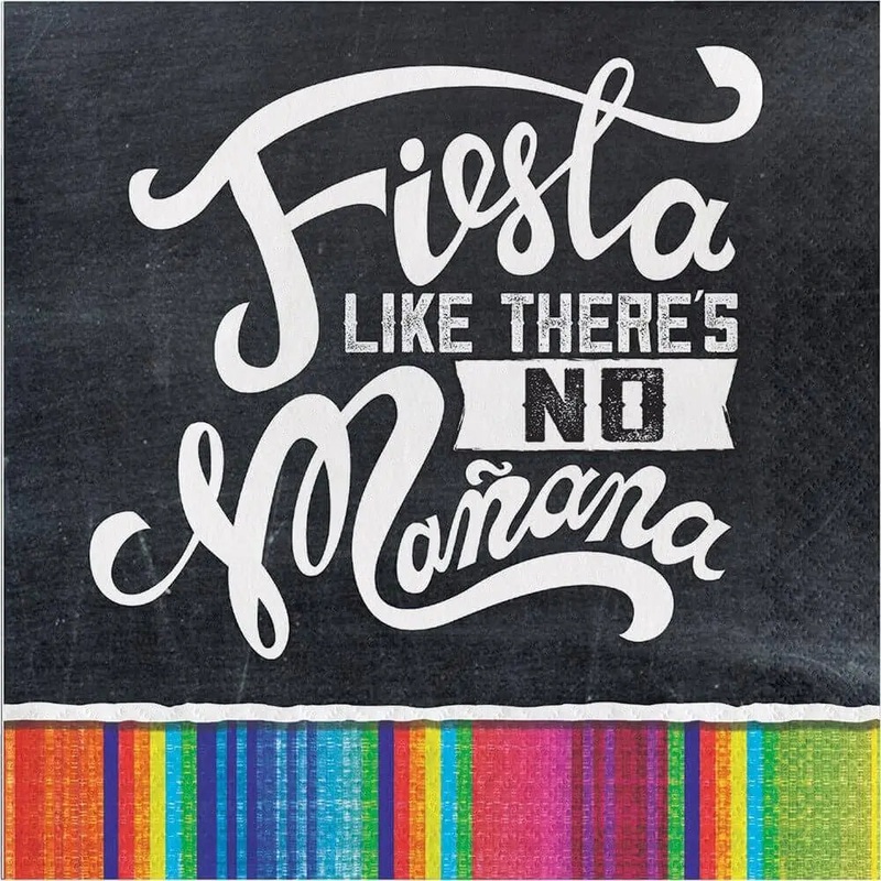6.5" Serape Fiesta Lunch Napkins - Black & White