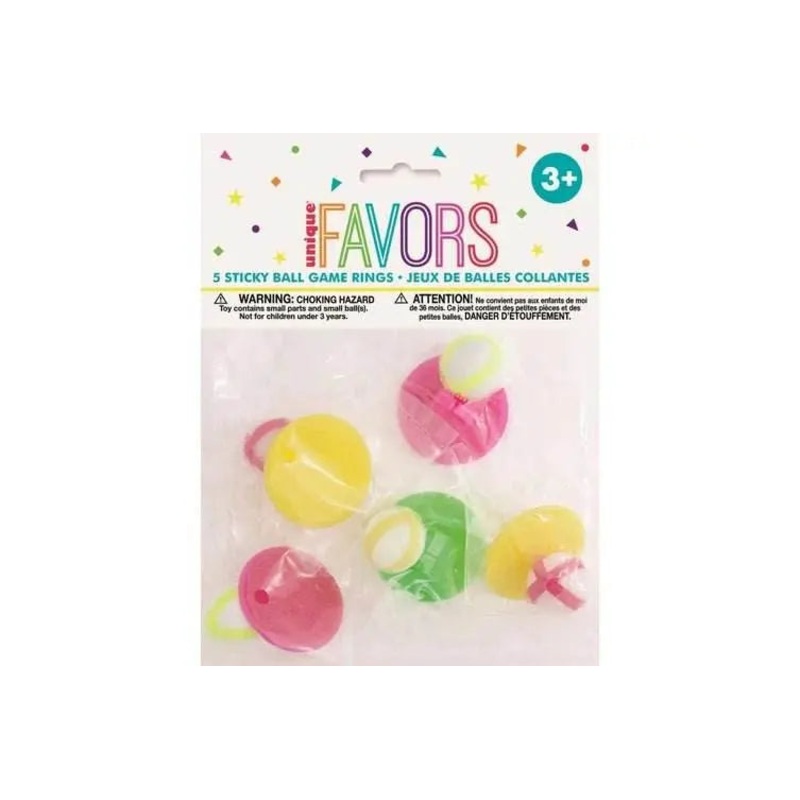 Sticky Ball Game Rings (5ct)