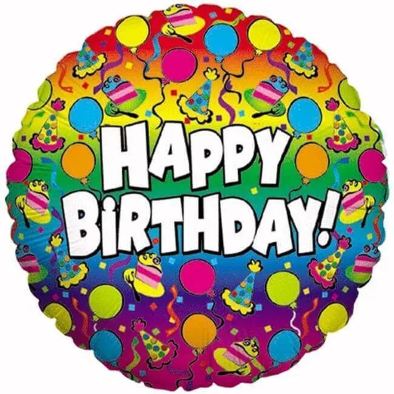 18" Happy Birthday Rainbow Party Mylar Balloon