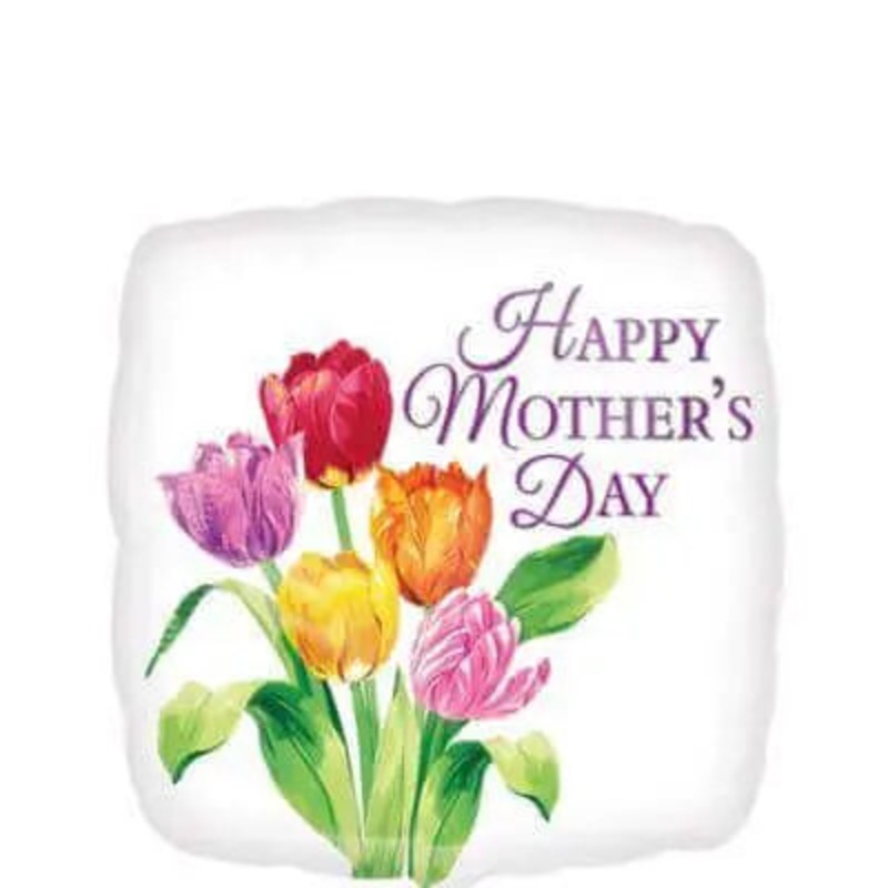 18" Happy Mother's Day Pretty Tulips Mylar Balloon