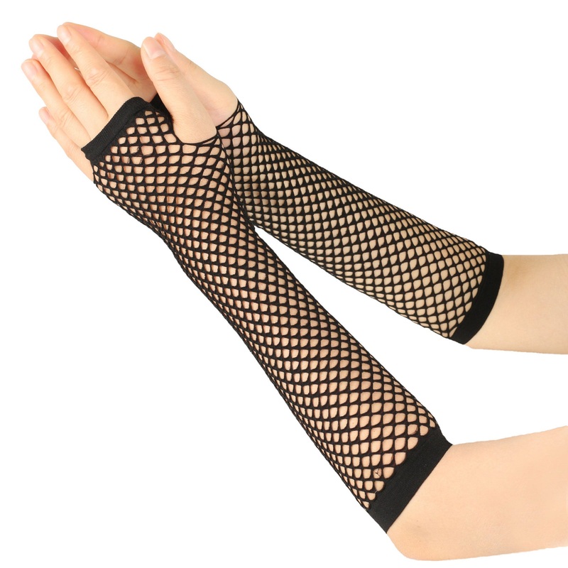 Black Long Fishnet Gloves for Adults