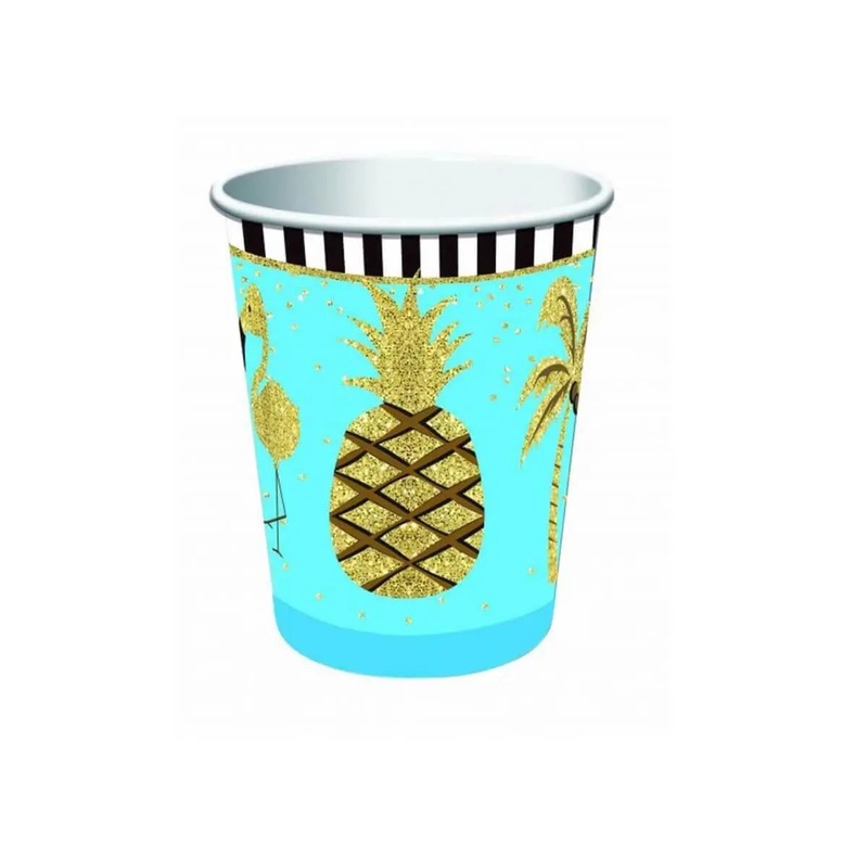 Luau - 9oz Summer Paradise Sparkle Cups (8ct)