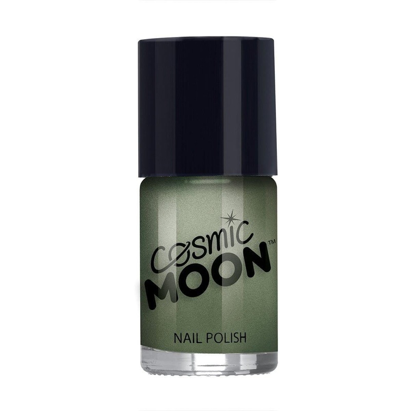 Moon green metallic nail polish