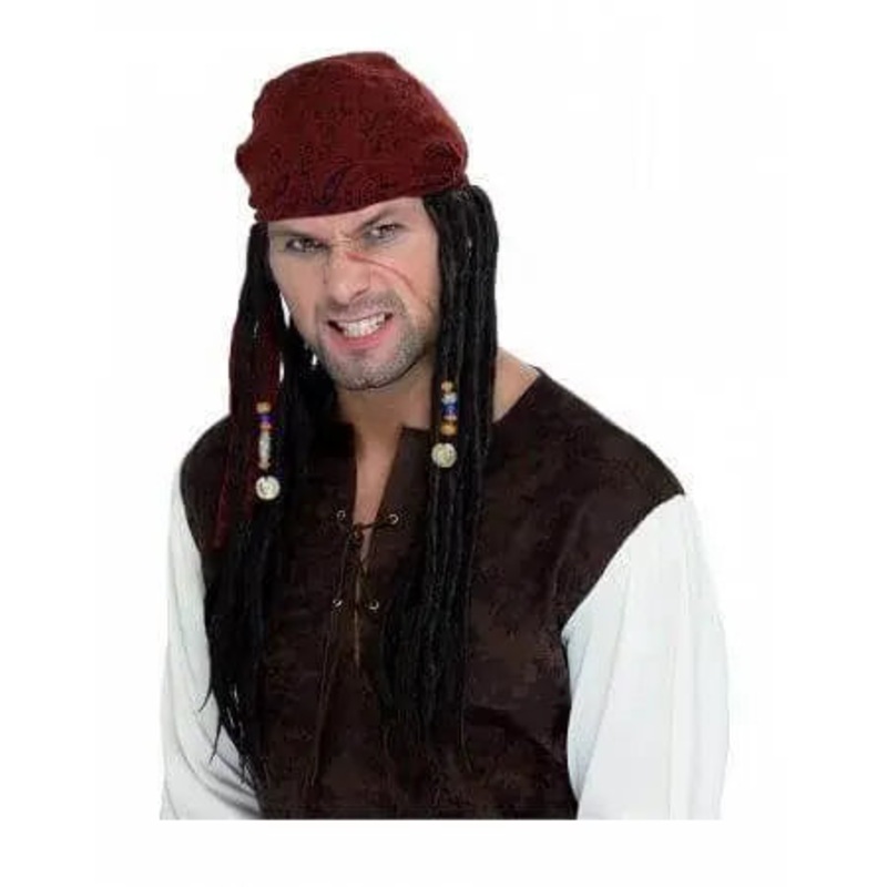 Pirate Bandana With Plaits - Brown
