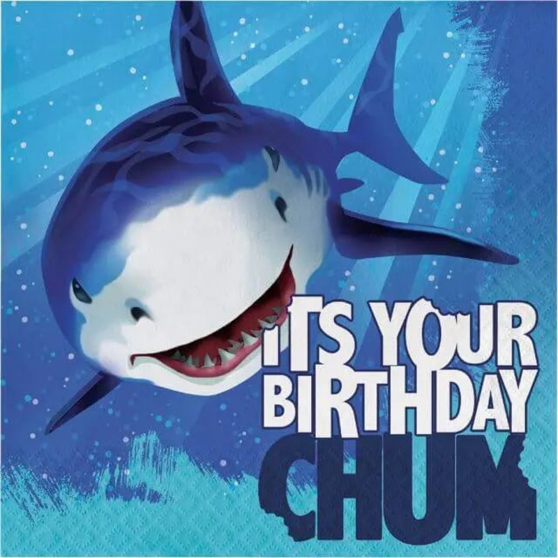 Shark Splash 'Birthday Chum' Lunch Napkin (16ct)