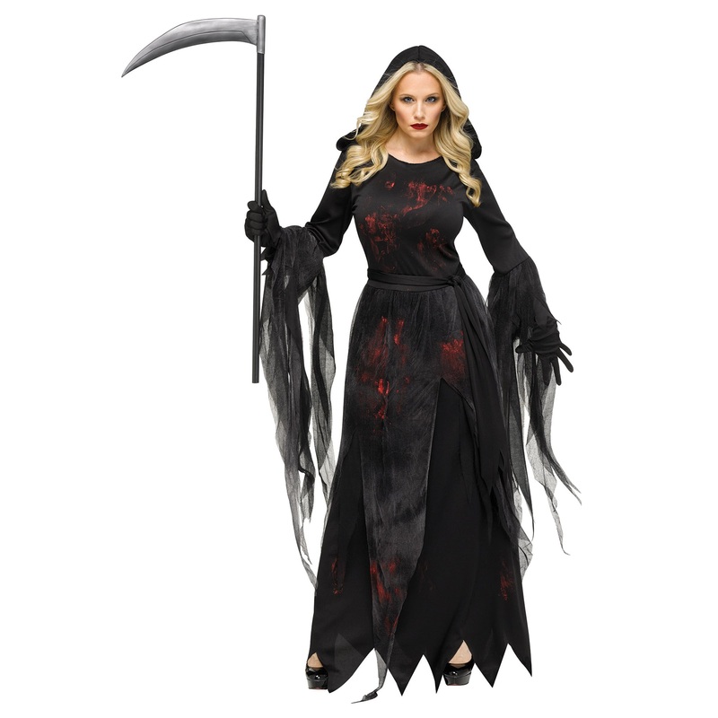 Soulless Reaper Costume for Adults, Black and Red Dress