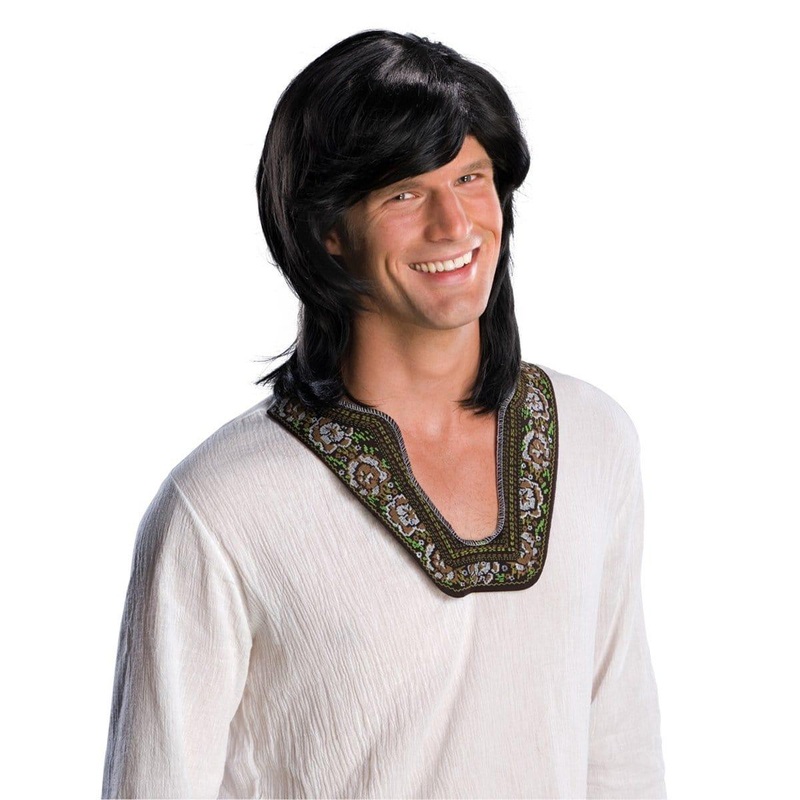 70's guy black wig for men