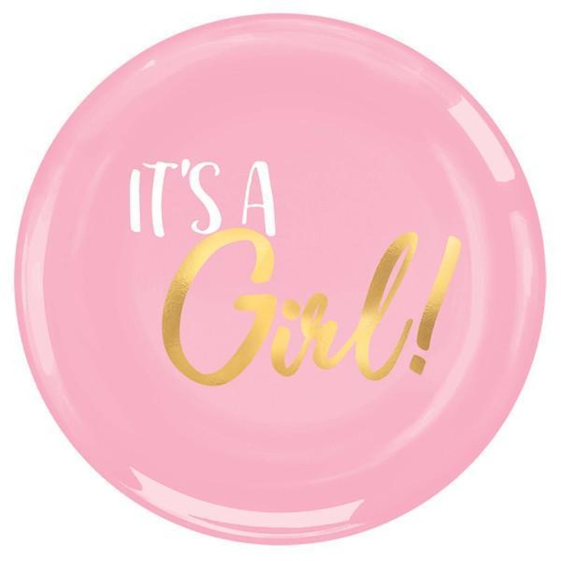 Baby shower girl plastic plates 7.5 inches, 20 per package
