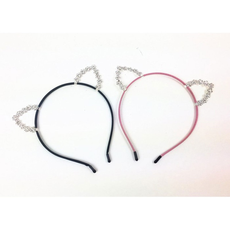 Black Crystal Cat Headband
