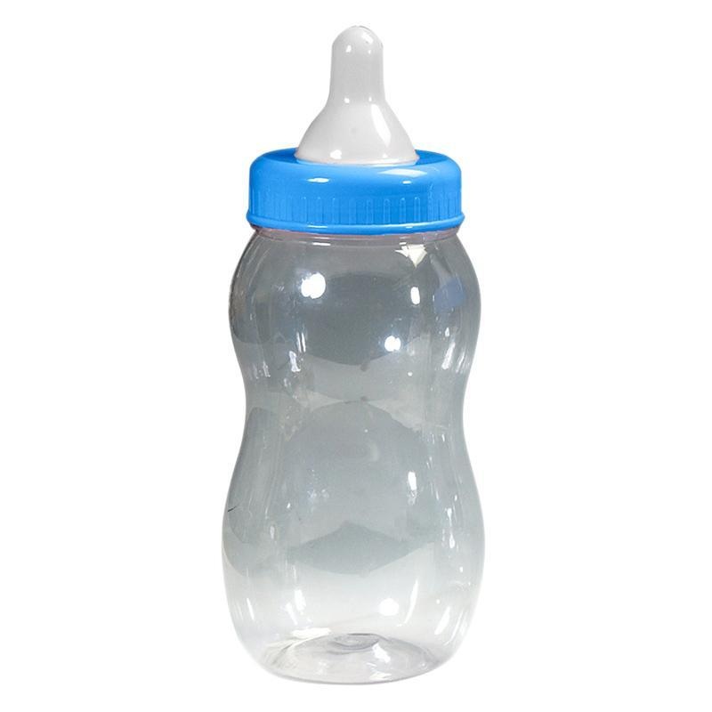 Blue plastic baby bottle, 15 inches