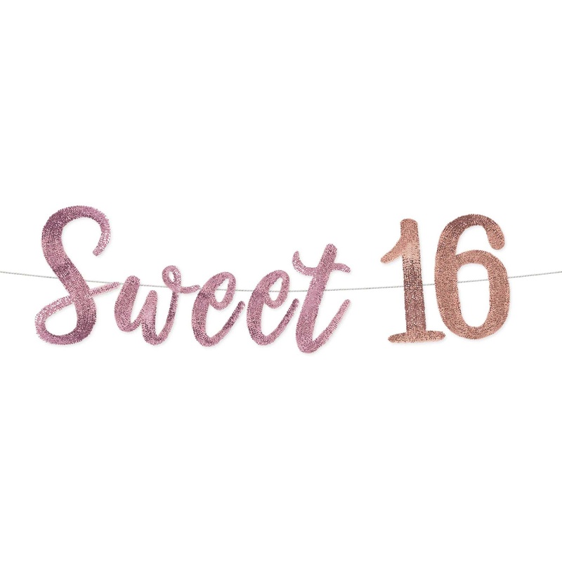 Blush Sixteen Birthday Sequin Banner, Rose Gold, 144 x 9 inches, 1 count