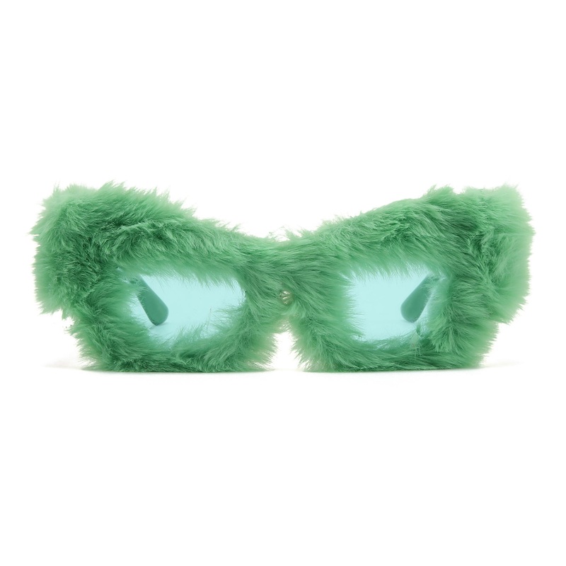 Green Fur Sunglasses for Adults
